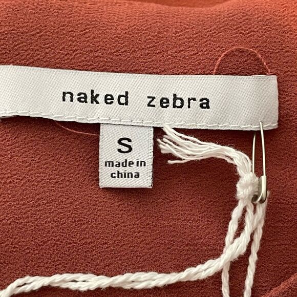 Naked Zebra Pearl Embellished Split Sleeve Blouse Rusty Mauve Flowy Long Sleeve - Picture 6 of 9